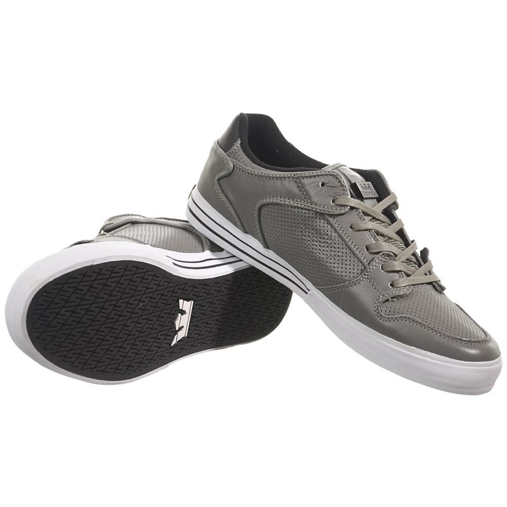 Baskets Basses Supra Vaider Low Grise Grey Full Grain Homme | FUD-66588332